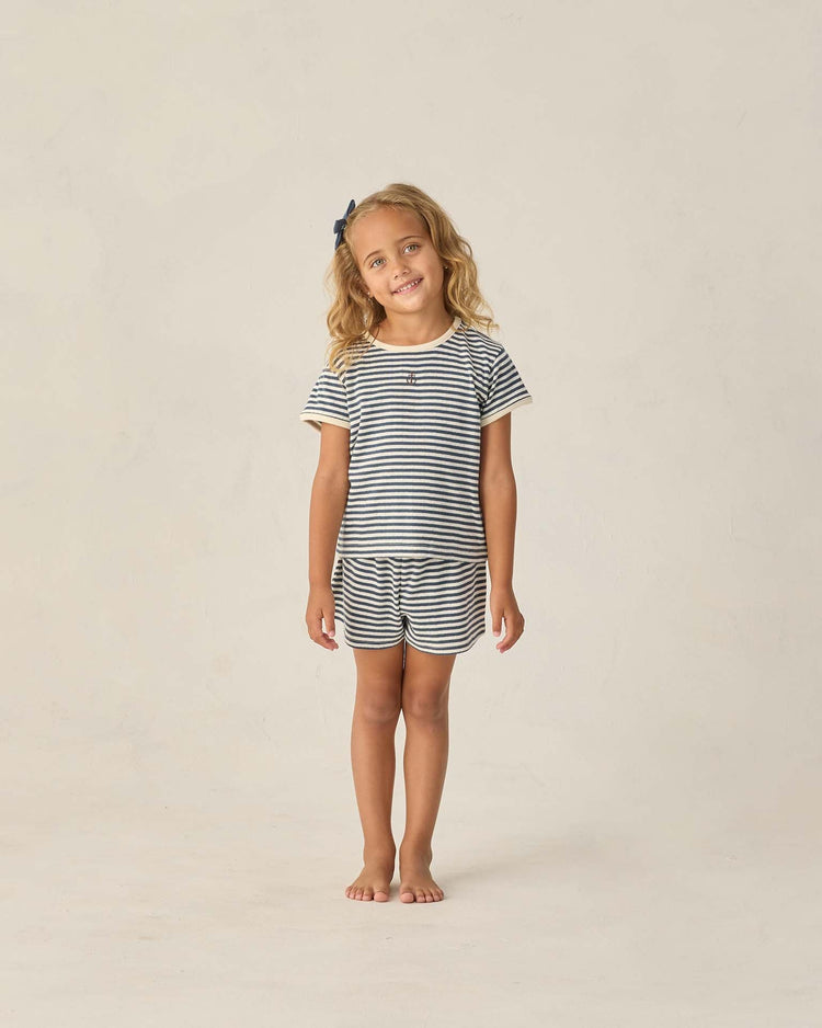 Little rylee + cru kids pointelle tee in navy stripe