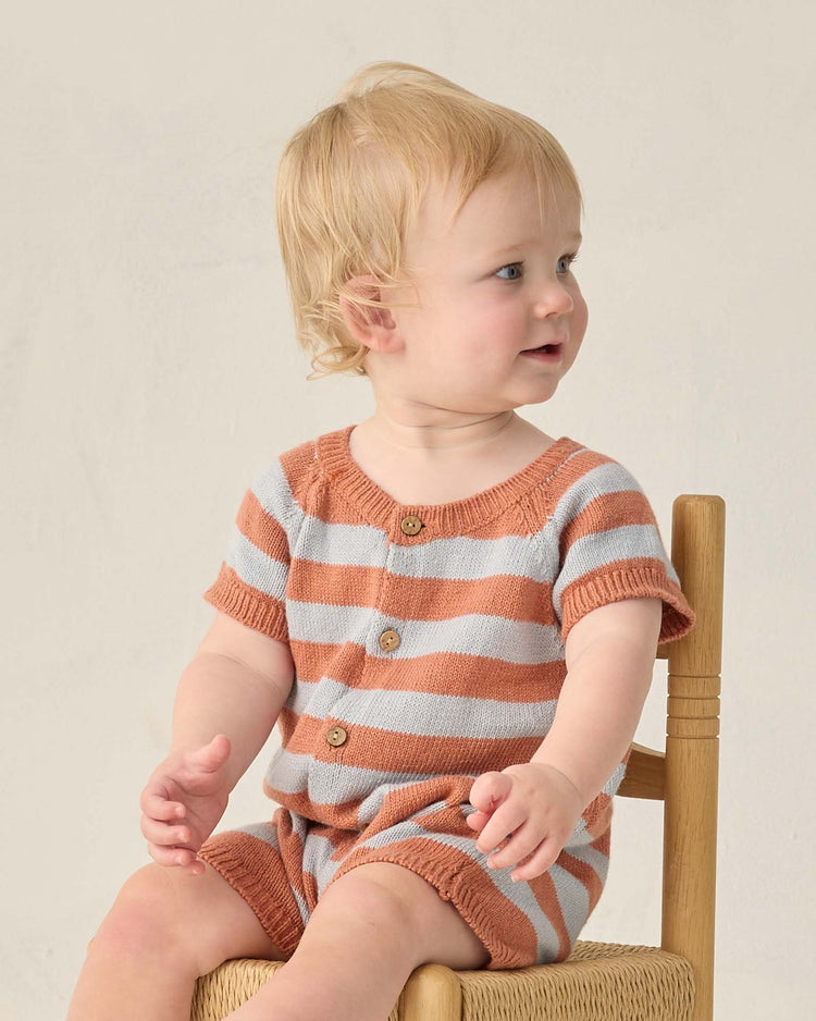 Little rylee + cru kids liam knit romper in americana stripe