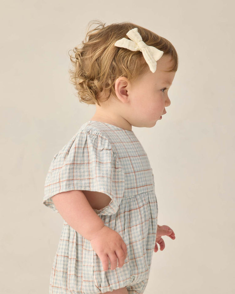 Little rylee + cru kids kalea romper in light blue plaid