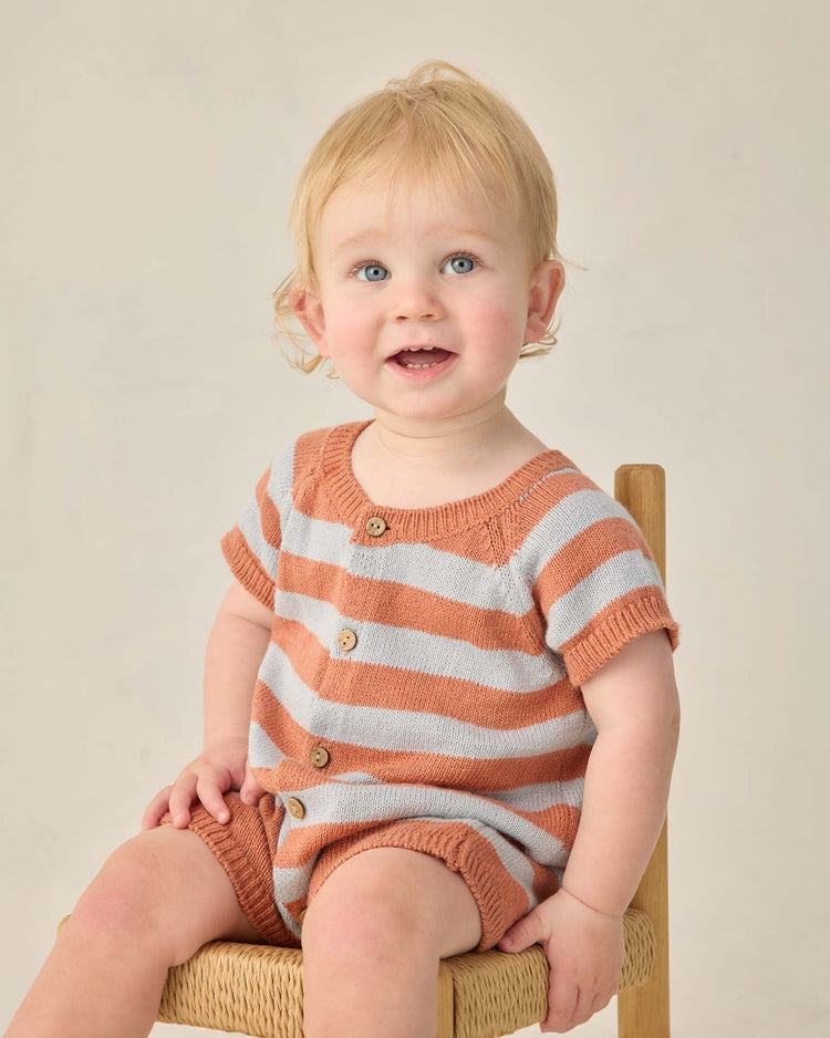 Little rylee + cru kids liam knit romper in americana stripe
