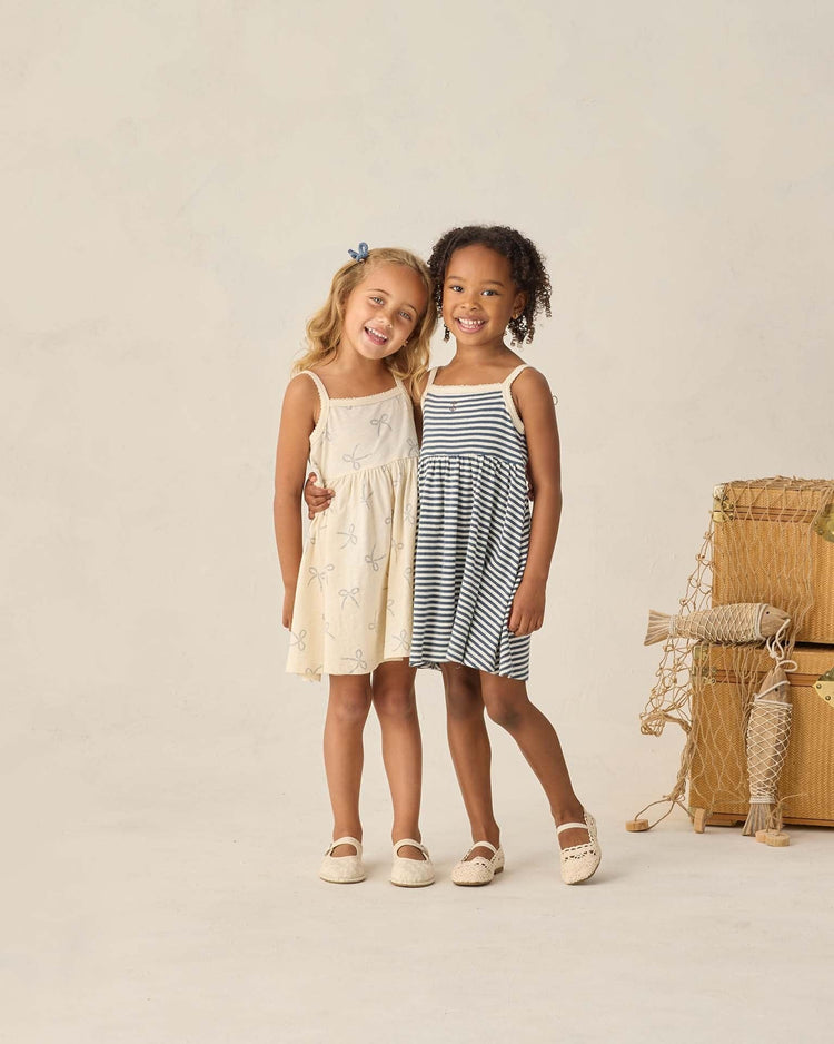 Little rylee + cru kids lea dress in navy stripe