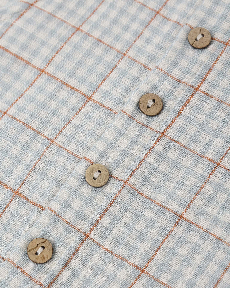 Little rylee + cru kids button jumpsuit in light blue plaid