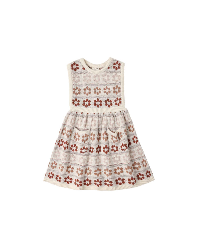 violette sweater dress in flower fair isle