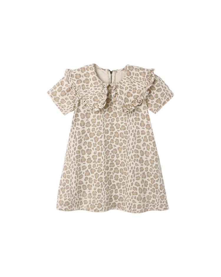 collared denim mini dress in leopard