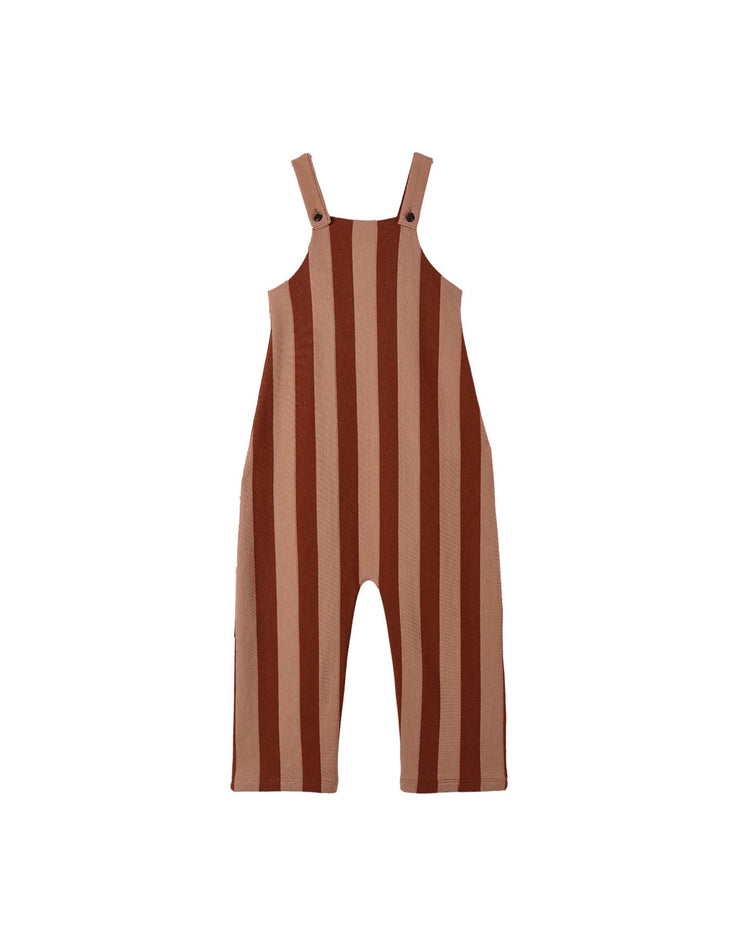 asher overalls in brick + clay stripe