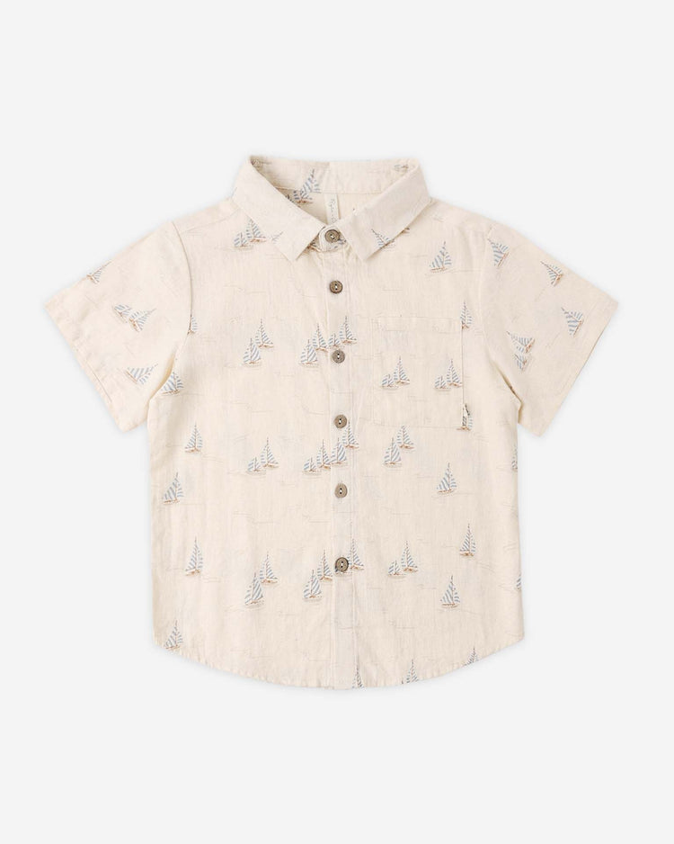 Little rylee + cru kids collared short sleeve shirt in sail
