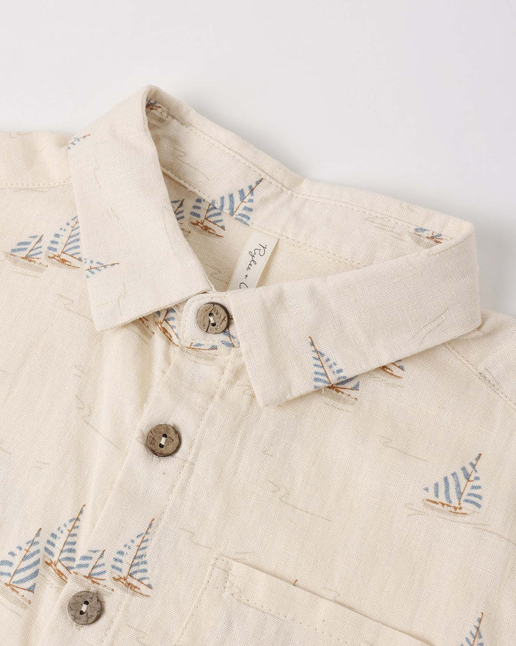 Little rylee + cru kids collared short sleeve shirt in sail