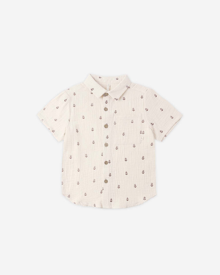 rylee + cru collared short sleeve shirt in anchors kids Little