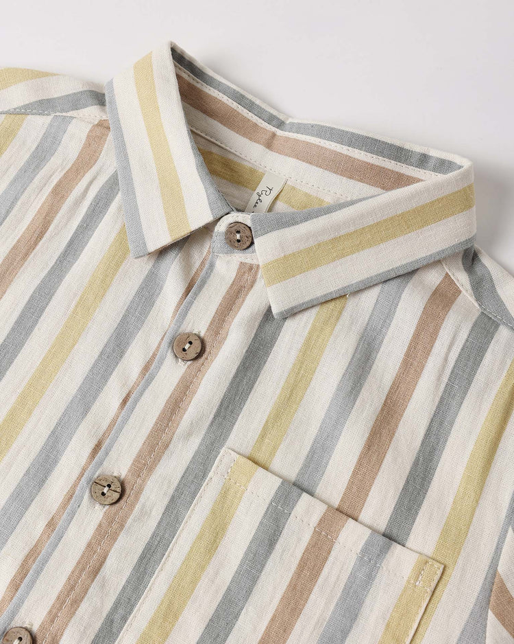 rylee + cru collared short sleeve shirt in valencia stripe kids Little