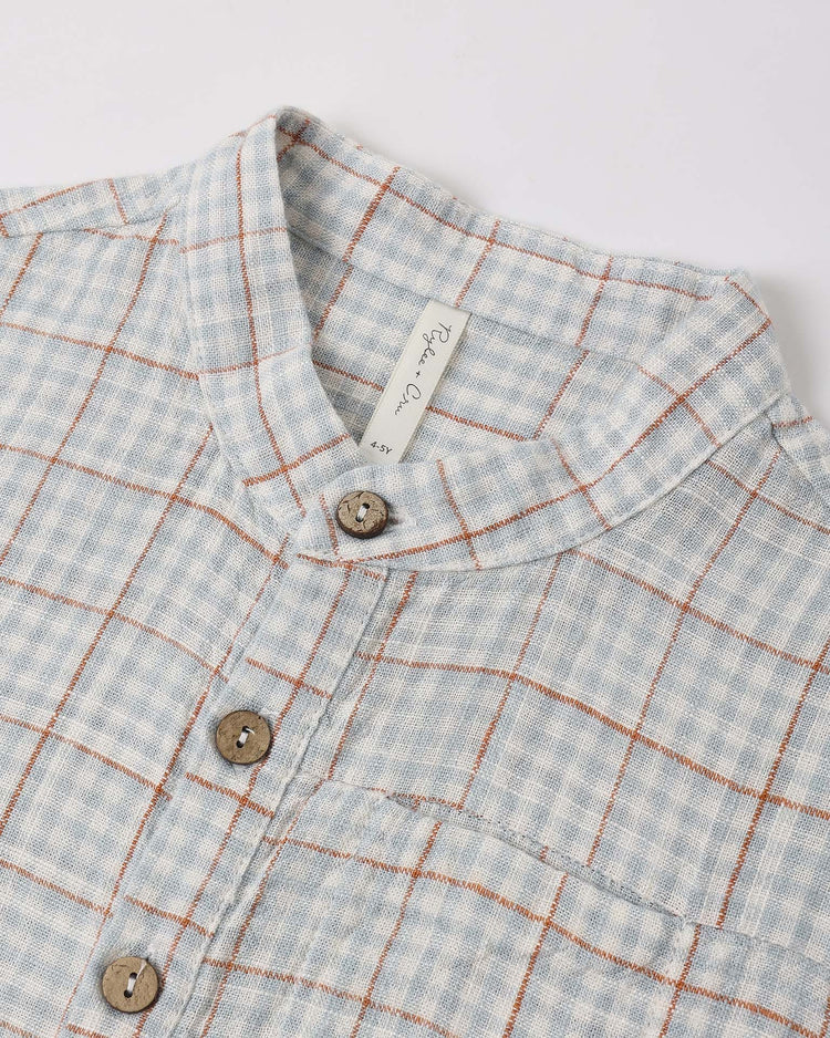 Little rylee + cru kids mason shirt in light blue plaid