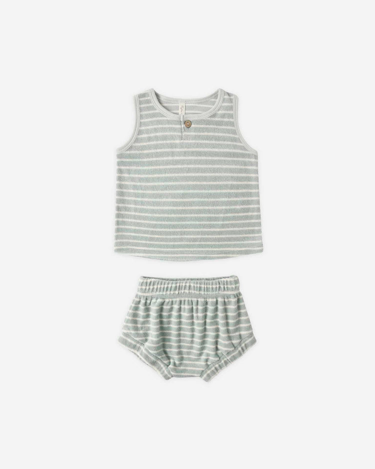 rylee + cru baby tank set in seafoam terry stripe kids Little
