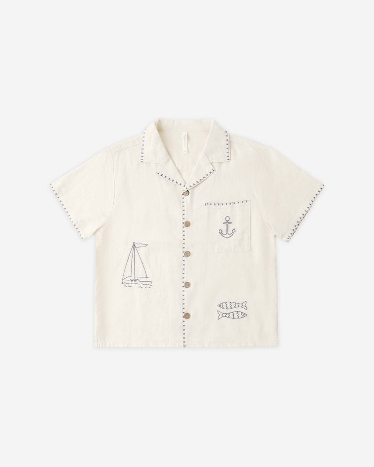 rylee + cru lapel collar shirt in sailor kids Little