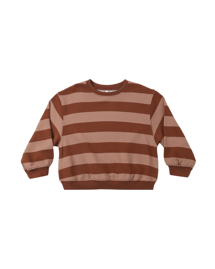 oversized sweatshirt in brick + clay stripe