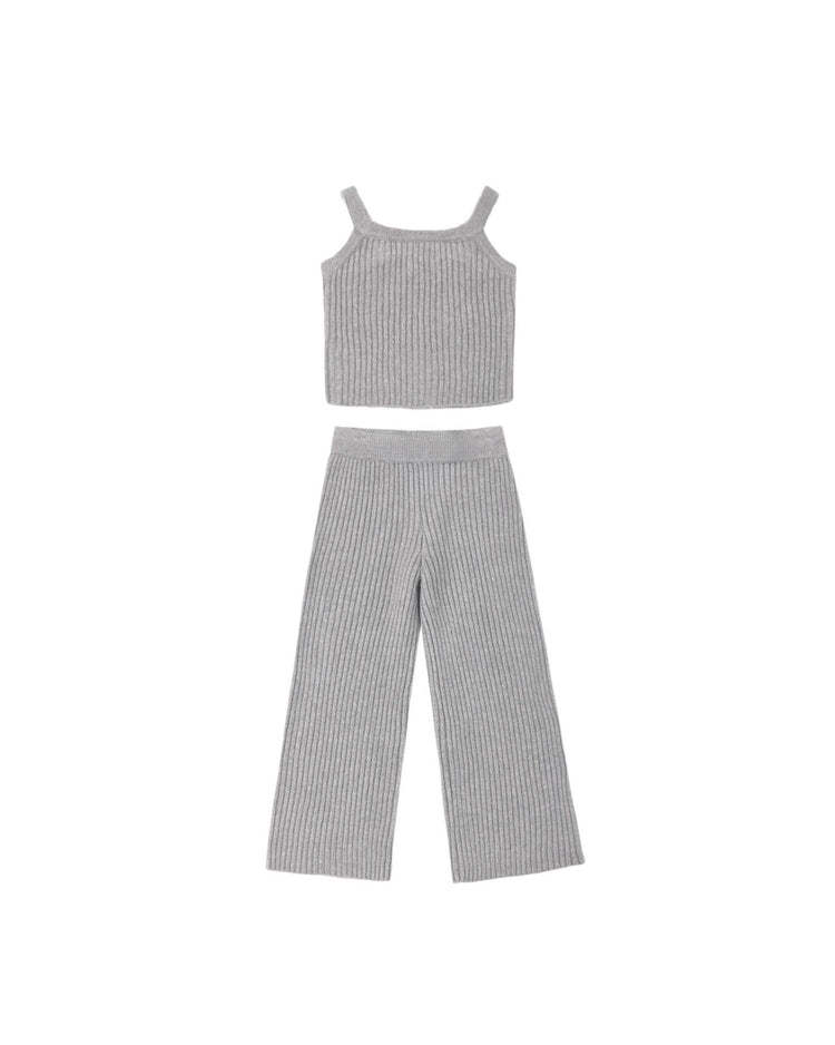 fuzzy knit lounge set in dusty blue