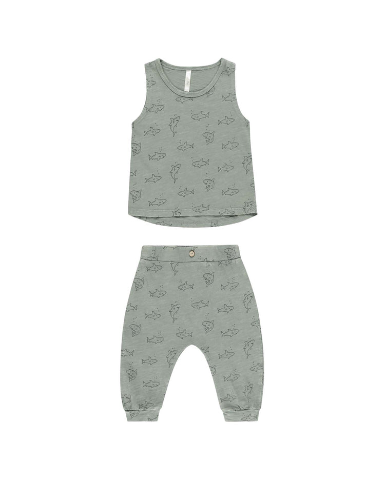 tank + slouch pant set in sharks