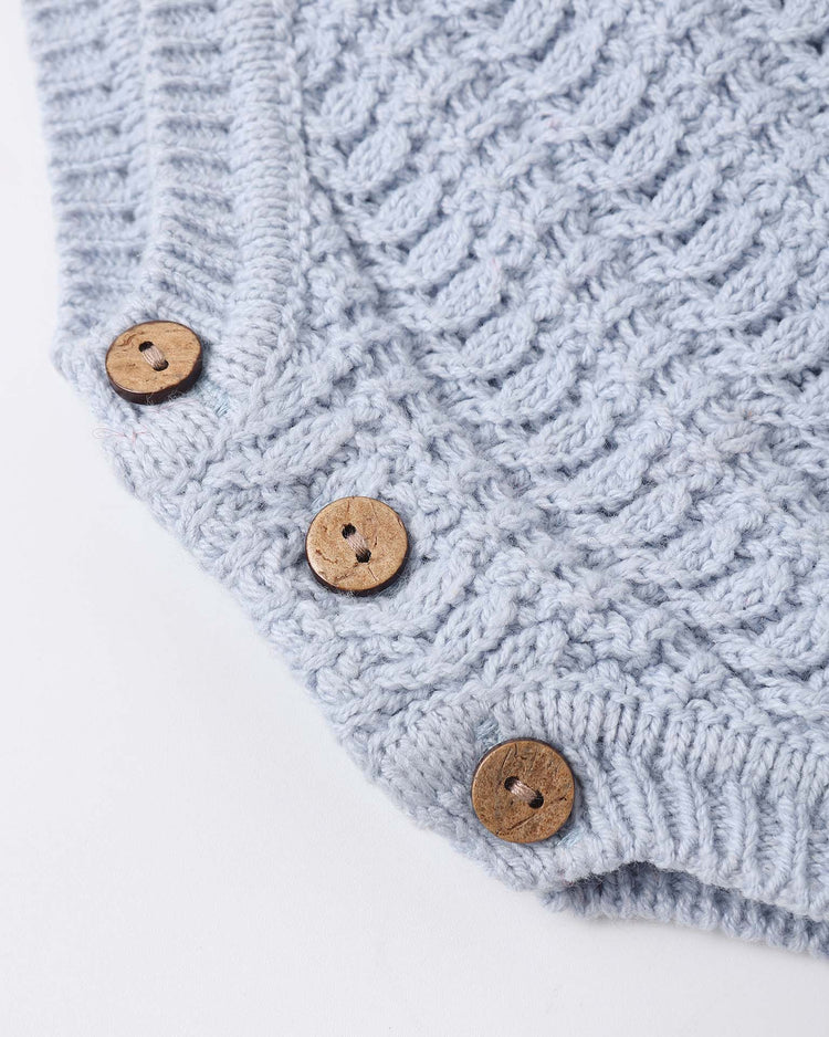 rylee + cru crochet romper in periwinkle baby Little