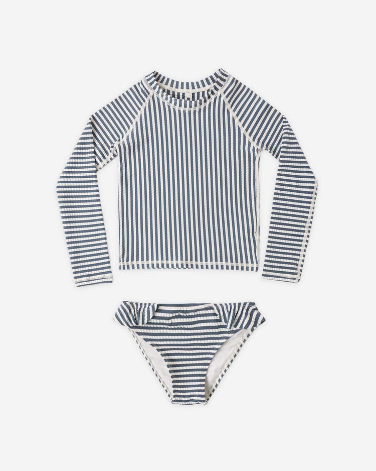 Little rylee + cru kids maryn rashguard set in navy stripe