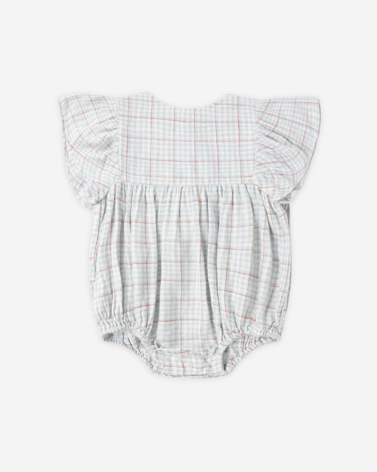 Little rylee + cru kids kalea romper in light blue plaid