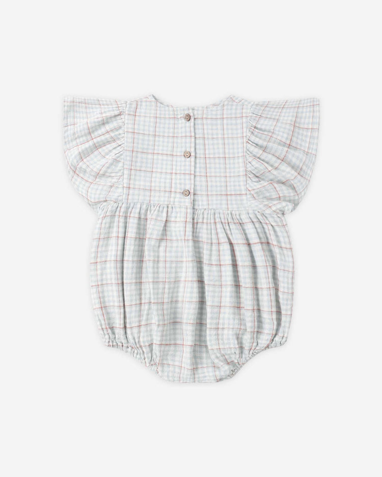 Little rylee + cru kids kalea romper in light blue plaid