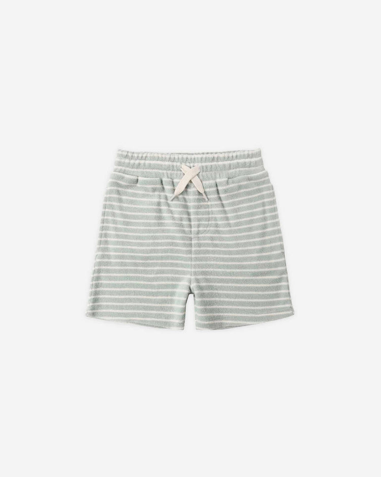 rylee + cru terry boys short in seafoam stripe kids Little