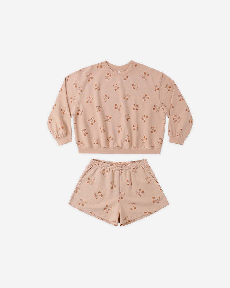 rylee + cru summer terry set in cherry bows kids Little