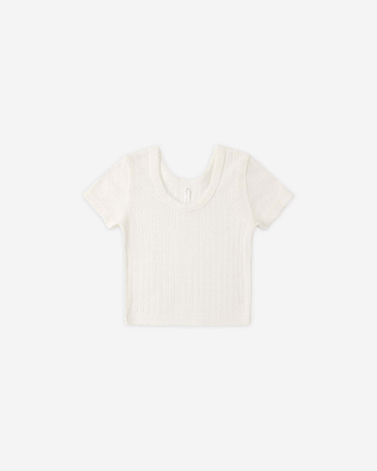 rylee + cru pointelle tee in ivory kids Little