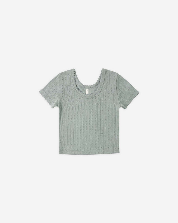 rylee + cru pointelle tee in sea green kids Little