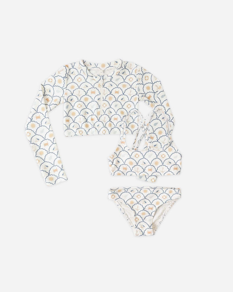 rylee + cru crop rashguard set in nautical kids Little