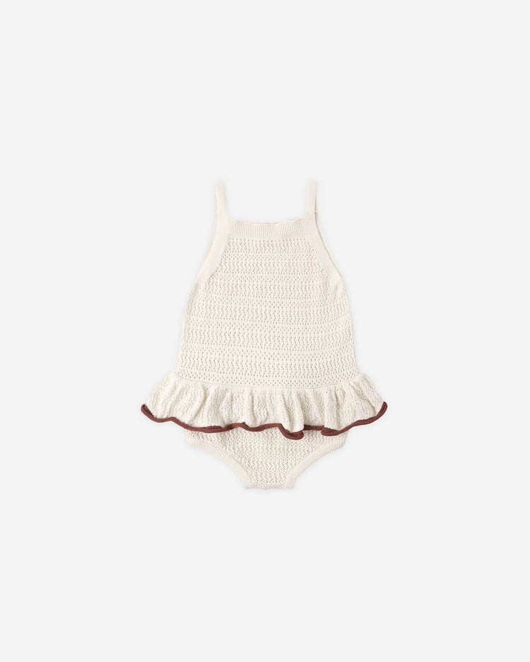 rylee + cru crochet ruffle romper in natural kids Little
