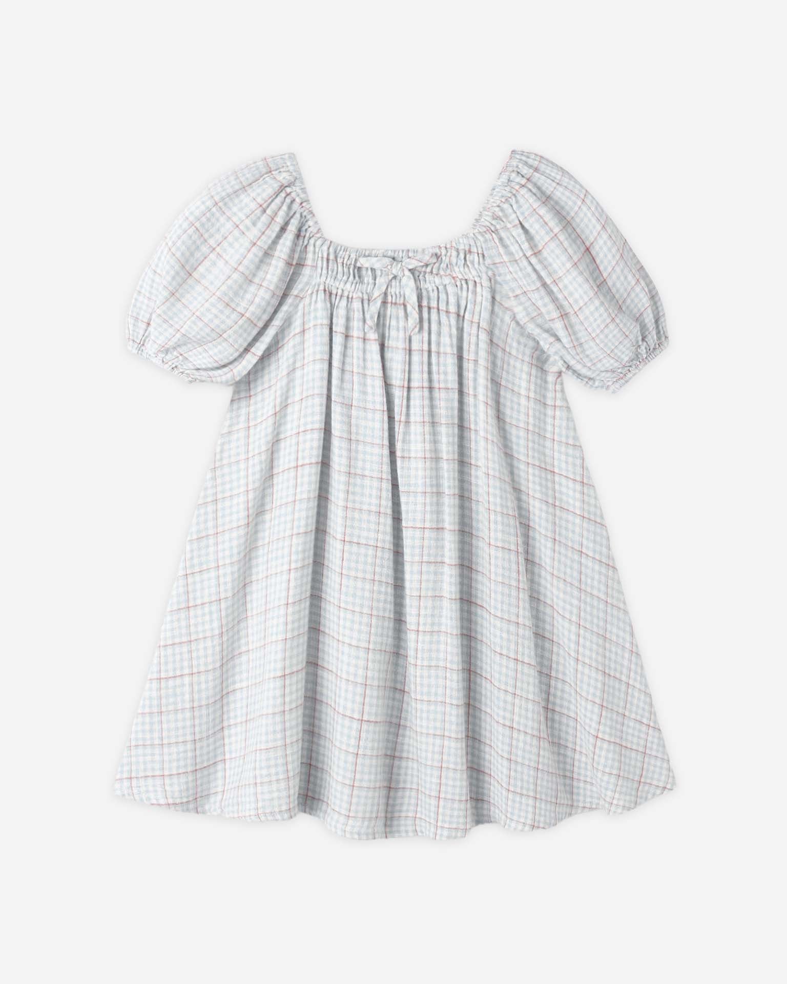 Sabrina Mini Dress Light Blue Plaid 10-11Y
