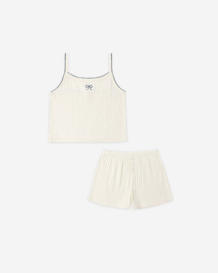 rylee + cru pointelle lounge set in ivory kids Little