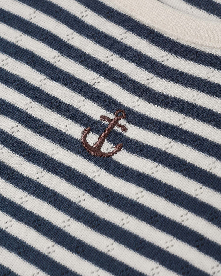 Little rylee + cru kids pointelle tee in navy stripe