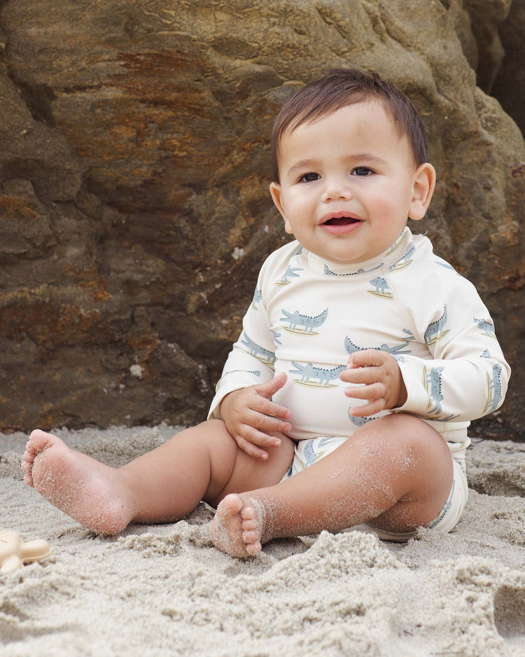 rylee + cru boys rashguard set in alligators baby Little