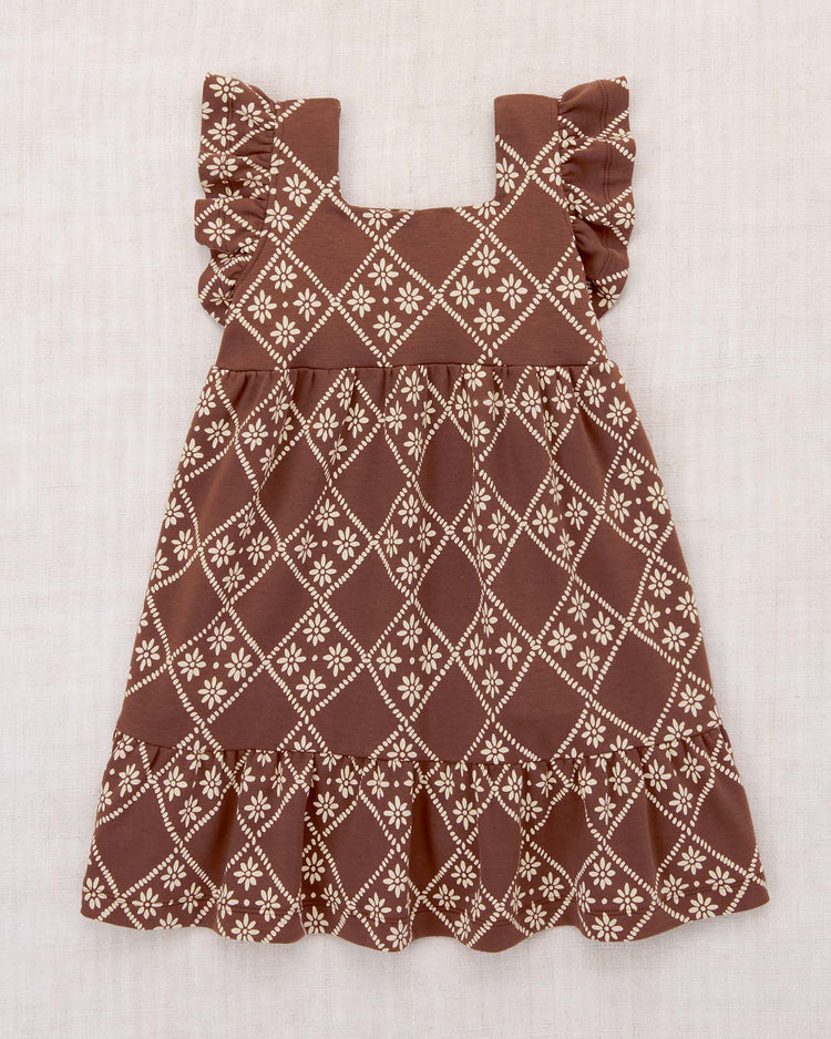 misha + puff ruffle sleeve dress in cola flora tierra kids Little