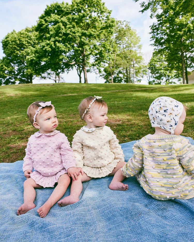 misha + puff baby summer popcorn sweater in aura baby Little