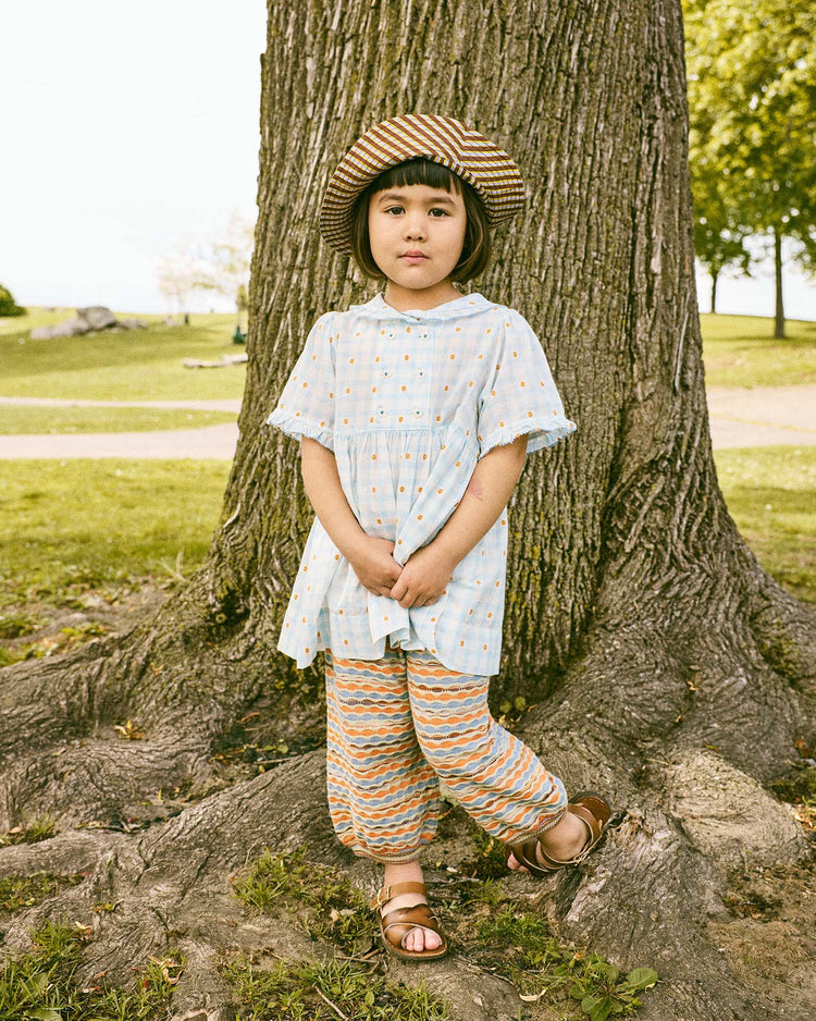 misha + puff voyage dress in bright sky blossom plaid kids Little