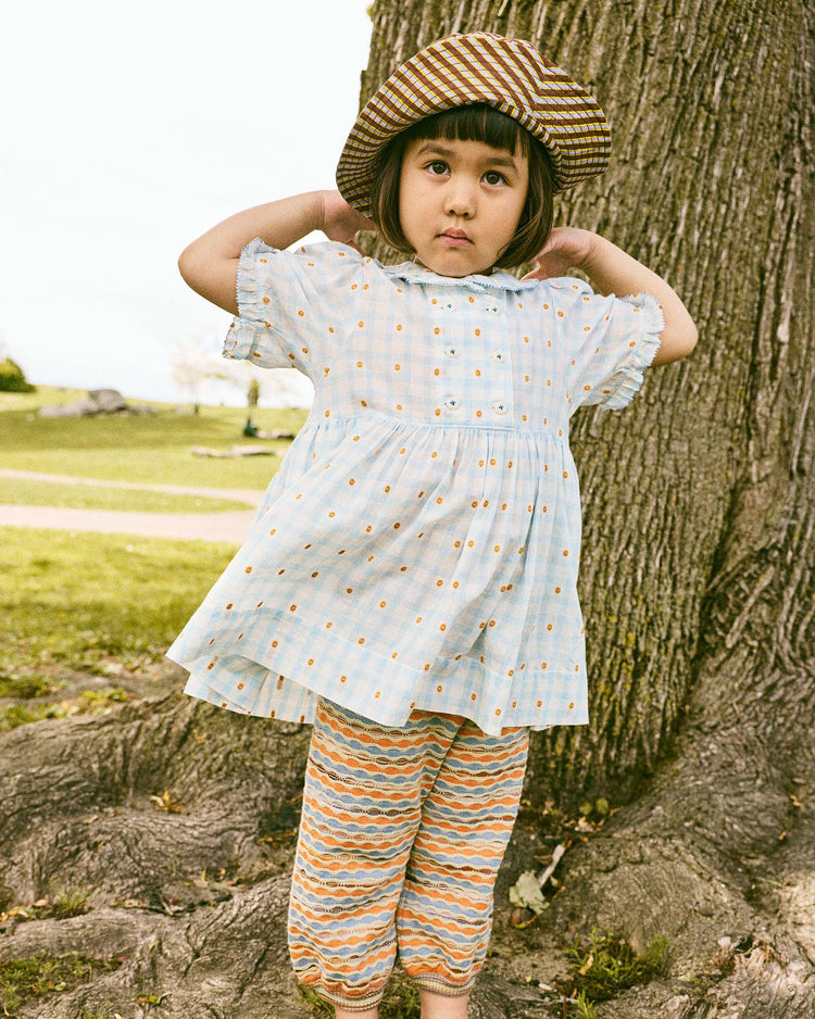 misha + puff voyage dress in bright sky blossom plaid kids Little