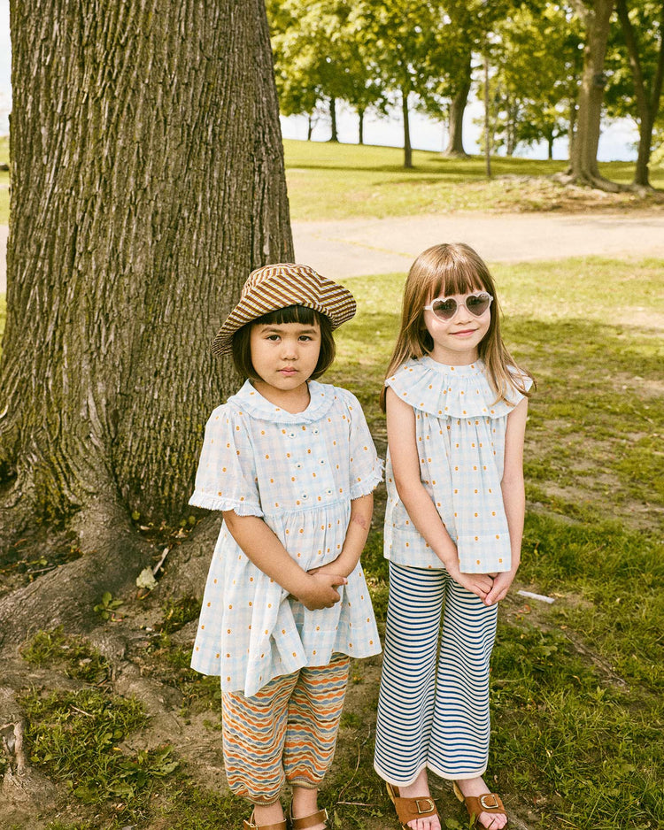 misha + puff bell pant in blue ribbon stripe kids Little