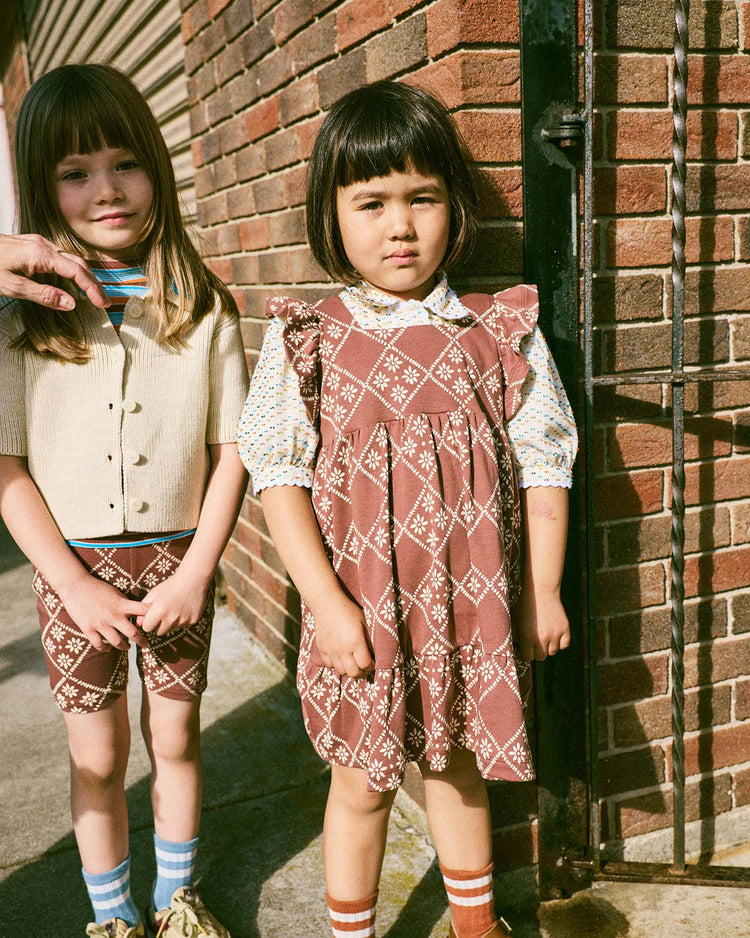 misha + puff ruffle sleeve dress in cola flora tierra kids Little
