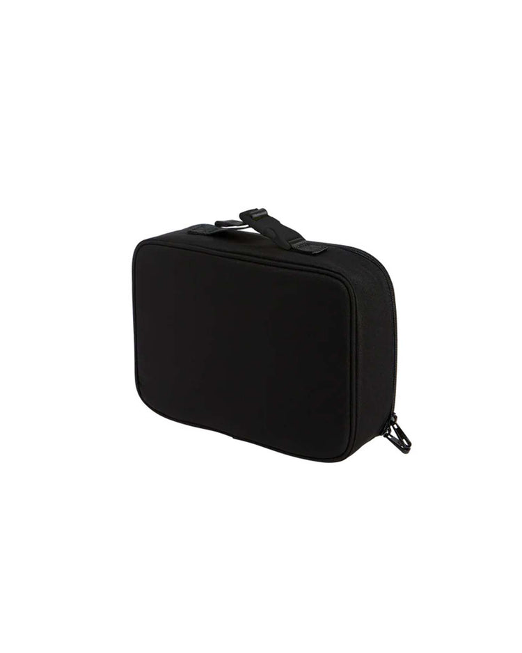 A black rectangular "rodgers lunch box" by STATE Bags, featuring a zippered closure and a top handle, displayed against a plain white background—ideal as an insulated lunch box for school or convenient kids lunch box for outings.