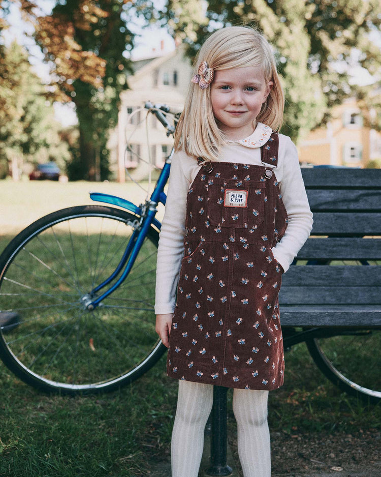 corduroy jumper dress in dark roast mariposa