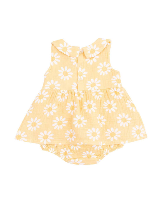 Little angel dear baby yellow mod daisy peter pan collar sleeveless bubble with skirt
