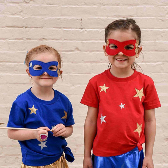 Little Bailey and Ava Superhero Mask in Blue