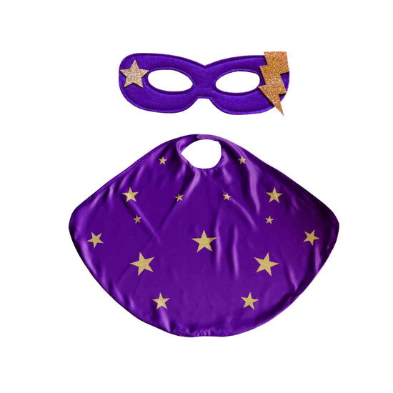 Little Bailey and Ava Superhero Star Power Cape Set in Purple