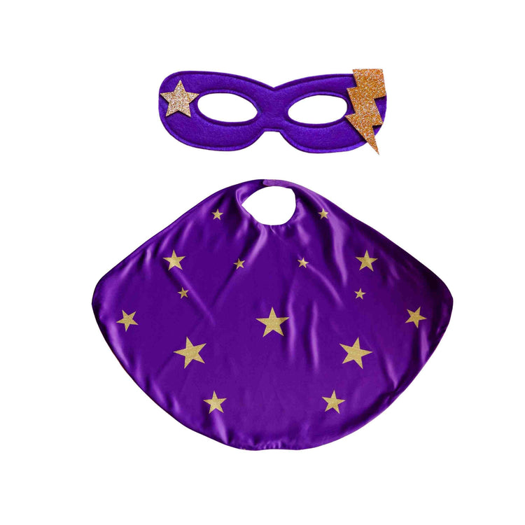 Little Bailey and Ava Superhero Star Power Cape Set in Purple