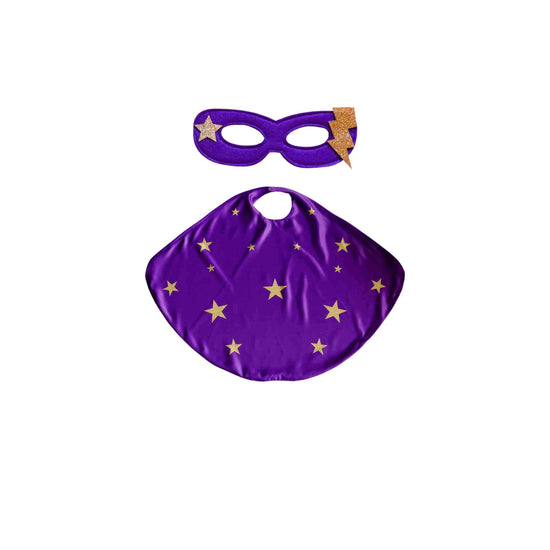 Little Bailey and Ava Superhero Star Power Cape Set in Purple