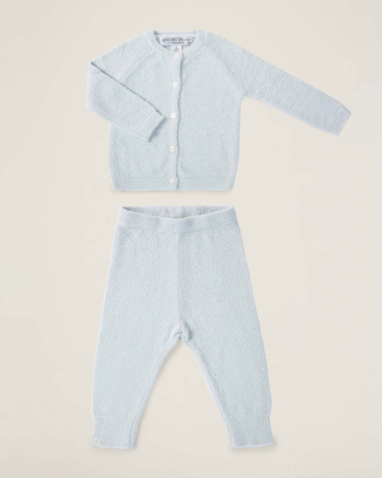 Little barefoot dreams home CozyChic lite classic cardi + pant set in blue