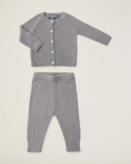 Little barefoot dreams home CozyChic lite classic cardi + pant set in pewter