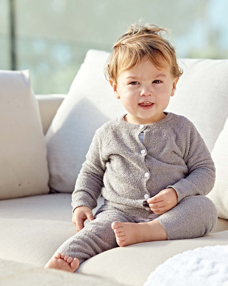 Little barefoot dreams home CozyChic lite classic cardi + pant set in pewter