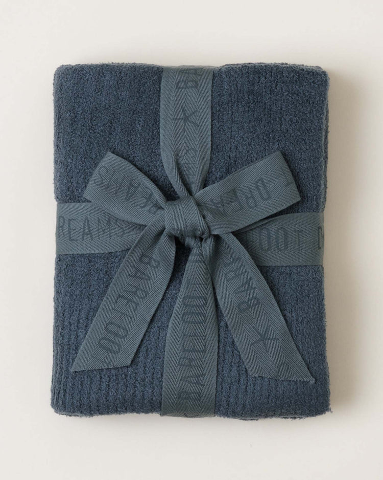 Little barefoot dreams home CozyChic lite ribbed blanket in smokey blue